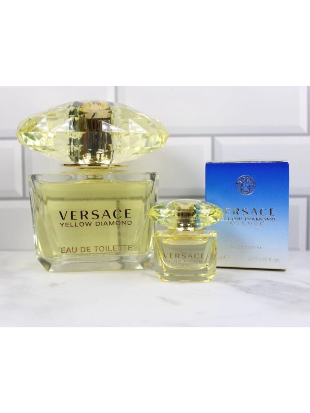 CRAZY BUNDLE! Versace Yellow Diamond EDT 100ml & Mini Bottle 10ml - Picture 2 of 4